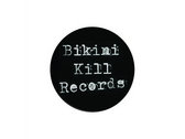 Bikini Kill Records logo button - white on black