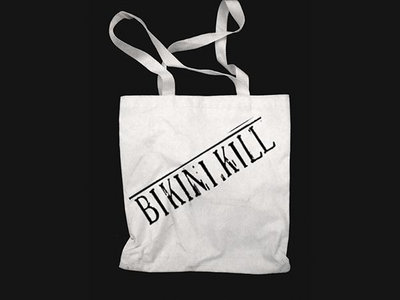 Limited Edition Bikini Kill logo tote bag - black logo on natural tote main photo