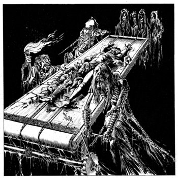 Asphyx/Hooded Menace split 7" cover art