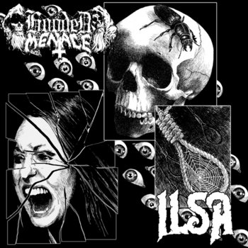 Hooded Menace/Ilsa split 12" EP cover art